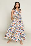 Buy_Rias Jaipur_Multi Color Linen Tenssil Print Escher V Neck Sleeveless Maxi Dress _at_Aza_Fashions