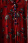 SHRADDHA RAMBHIA_Red Malai Silk Printed Floral Mandarin Collar Kurta_at_Aza_Fashions