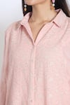 Shop_SHRADDHA RAMBHIA_Pink Fine Chanderi Embroidered Thread Collared Shirt_Online_at_Aza_Fashions