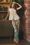 Buy_Sonam Parmar Jhawar_Ivory Top Handloom Cotton Printed Paradise Round Polly And Pant Set _at_Aza_Fashions