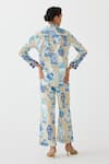 Shop_Studio Rigu_Blue 100% Cotton Print Porcelain China Collared Neck Shirt With Pant_at_Aza_Fashions