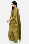 Shop_Kelaayah_Green Imported Satin Placement Hand Embroidery Nalki Kaftan With Culottes _at_Aza_Fashions