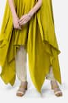 Buy_Kelaayah_Yellow Imported Satin Placement Embroidery Beads Asymmetric Kaftan With Pant _Online_at_Aza_Fashions