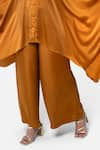 Kelaayah_Orange Imported Satin Placement Embroidery Patra Coin Work Kaftan With Pant _Online_at_Aza_Fashions