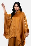 Buy_Kelaayah_Orange Imported Satin Placement Embroidery Patra Coin Work Kaftan With Pant _Online_at_Aza_Fashions