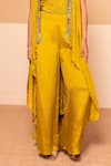 Buy_Kelaayah_Yellow Chinon Embroidery Sequin Square Neck Nalki Bead Wave Cape Palazzo Set _Online_at_Aza_Fashions