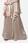 Buy_Kelaayah_White Satin Chiffon Embroidery Mirror Collar Neck Tunic Pleated Sharara Set_Online_at_Aza_Fashions