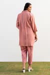 Shop_OMI_Pink Chanderi, Cotton Satin Lace Collared Placket Tunic With Pant _at_Aza_Fashions