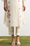 OMI_Off White Chanderi, Cotton Satin Lace, Embroidery Round Neck Kurta Pant Set _Online_at_Aza_Fashions