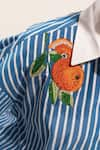 Buy_Urban life_Blue Cotton Poplin Machine Embroidery Orange Collar Striped Shirt _Online_at_Aza_Fashions