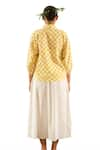 Shop_Urban life_Yellow Cotton Poplin Machine Embroidery Wild Flower Collar Patchwork Shirt _Online_at_Aza_Fashions