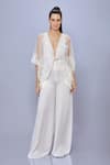 Buy_DILNAZ_Ivory Net Embroidered Thread Kaftan And Jumpsuit Plung V Hand & Set _at_Aza_Fashions