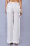 Shop_Dilnaz_White Cotton Linen Blend Hand Embroidered Snowflake Straight Trouser _at_Aza_Fashions