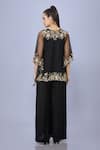 Shop_DILNAZ_Black Kaftan Net Hand Embroidered Sequins Deep V Neck With Jumpsuit _at_Aza_Fashions