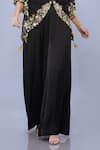 DILNAZ_Black Kaftan Net Hand Embroidered Sequins Deep V Neck With Jumpsuit _Online_at_Aza_Fashions