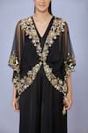 Buy_DILNAZ_Black Kaftan Net Hand Embroidered Sequins Deep V Neck With Jumpsuit _Online_at_Aza_Fashions