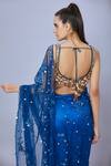 Shop_Dilnaz_Blue Net Hand Embroidered Floral Square Neck Blouse _at_Aza_Fashions