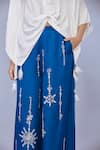 DILNAZ_Blue Blended Satin Embellished Jewel Snowflake Pattern Trouser _Online_at_Aza_Fashions