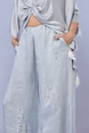 Shop_DILNAZ_Grey Blended Satin Embellished Jewel Snowflake Crystal Trouser _Online_at_Aza_Fashions