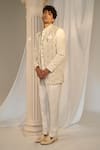 Buy_Soniya G x AZA_Cream Velvet Embroidered Sequins Jacket With Bandhgala Set 