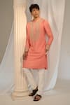 Soniya G x AZA_Pink Handloom Embroidered Floral Kurta Pant Set _at_Aza_Fashions