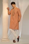 Buy_Soniya G x AZA_Orange Handloom Embroidered Floral Kurta Pant Set_Online_at_Aza_Fashions