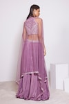 Shop_PANIHARI_Pink Skirt Crepe Embroidered Sequin Halter Neck Top And Set _at_Aza_Fashions