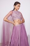 Buy_PANIHARI_Pink Skirt Crepe Embroidered Sequin Halter Neck Top And Set_Online_at_Aza_Fashions