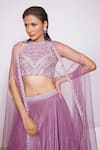 PANIHARI_Pink Skirt Crepe Embroidered Sequin Halter Neck Top And Set_at_Aza_Fashions