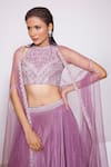 PANIHARI_Pink Skirt Crepe Embroidered Sequin Halter Neck Top And Set _at_Aza_Fashions