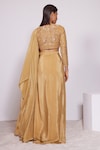 Shop_PANIHARI_Yellow Saree Skirt Crepe Embroidered Sequin Pre-draped Organza With Blouse_at_Aza_Fashions