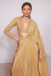 Shop_PANIHARI_Yellow Saree Skirt Crepe Embroidered Sequin Pre-draped Organza With Blouse _Online_at_Aza_Fashions