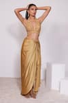 Buy_PANIHARI_Yellow Skirt Satin Crepe Embroidered Sequin Halter Neck Blouse With Draped_at_Aza_Fashions