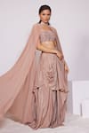 Buy_PANIHARI_Brown Skirt Crepe Embroidered Sequin Sweetheart Draped And Blouse Set_Online_at_Aza_Fashions