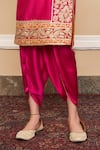 Sheetal Batra_Pink Kurta Silk Chanderi Embroidery Kashmiri Tilla Mehnoor And Dhoti Pant Set_Online_at_Aza_Fashions