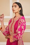 Buy_Sheetal Batra_Pink Kurta Silk Chanderi Embroidery Kashmiri Tilla Mehnoor And Dhoti Pant Set_Online_at_Aza_Fashions