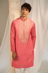 Shop_Soniya G x AZA_Pink Handloom Embroidered Floral Kurta Set 