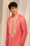 Shop_Soniya G x AZA_Pink Handloom Embroidered Floral Kurta Set _at_Aza_Fashions