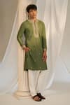 Shop_Soniya G x AZA_Green Handloom Embroidered Floral Kurta Set _Online