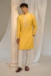 Shop_Soniya G x AZA_Yellow Handloom Embroidered Floral Kurta Set_Online