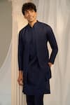 Shop_Soniya G x AZA_Blue Handloom Embroidered Thread Nehru Jacket And Kurta Set _Online