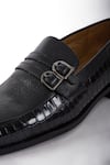 Hats Off Accessories_Black Solid Slip-on Buckled Loafers _at_Aza_Fashions