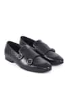 Buy_Hats Off Accessories_Black Solid Leather Slip-on Strapped Monks _at_Aza_Fashions