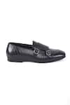 Hats Off Accessories_Black Solid Leather Slip-on Strapped Monks _Online_at_Aza_Fashions