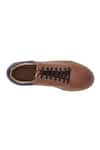 Shop_Hats Off Accessories_Brown Solid Leather Lace-up Sneakers _Online_at_Aza_Fashions