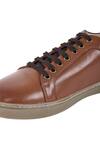 Buy_HATS OFF ACCESSORIES_Brown Solid Leather Lace-up Sneakers 