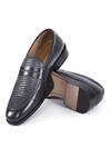 Shop_Hats Off Accessories_Blue Solid Leather Slip-on Loafers _at_Aza_Fashions