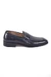 Buy_Hats Off Accessories_Blue Solid Leather Slip-on Loafers 