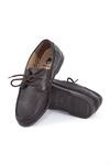 Shop_Hats Off Accessories_Brown Solid Leather Lace-up Boat Shoes _at_Aza_Fashions