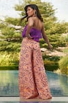 Shop_Babita Malkani_Purple Silk Printed Abstract Flared Pant With Belt_at_Aza_Fashions